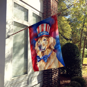Golden Retriever Patriotic American House Flag - 194030955598