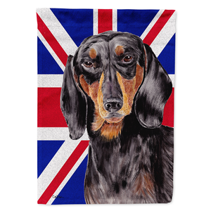 Dachshund with English Union Jack British Flag Flag Canvas House Size - 615872825738