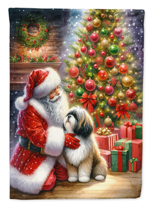 Lhasa Apso and Santa Claus House Flag - 194030889886