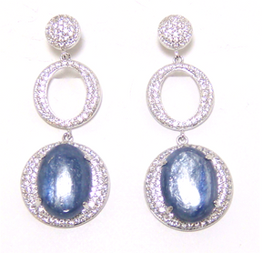 Natural Kyanite Dangle Earrings, 925 Sterling Silver - 000354896918