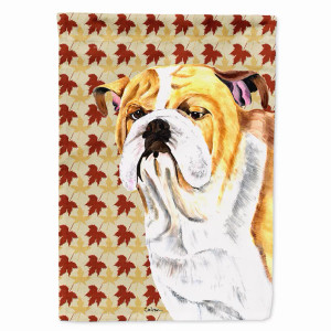 Bulldog English Fall Leaves Portrait Flag Canvas House Size - 705332094177