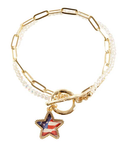 Patriotic American Flag Toggle Bracelet- Star - 196704173550