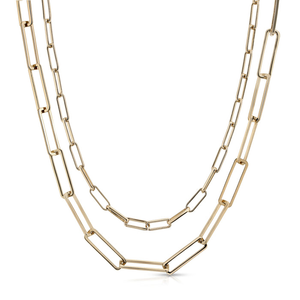 Double Elongated & Large Rectangle Link Chain Necklace - 000656326337