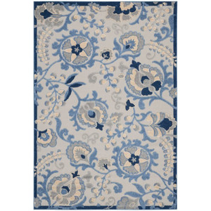 5' X 7' Blue And Grey Toile Non Skid Indoor Outdoor Area Rug - 606114454694