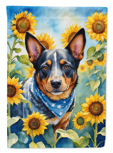 Australian Cattle Dog in Sunflowers Garden Flag - 194030960233