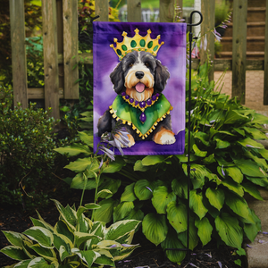 Bernedoodle King of Mardi Gras Garden Flag - 194030929261