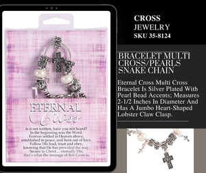 Bracelet Multi Cross/Pearls Snake Chain - 603799649698