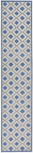 2' X 12' Blue And Grey Gingham Non Skid Indoor Outdoor Runner Rug - 606114455745