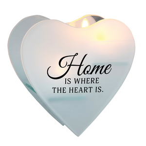 Glass Wall Tealight Home Where The Heart - 603799627092