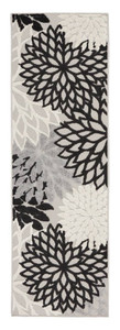 2' X 8' Black And White Floral Non Skid Indoor Outdoor Runner Rug - 606114454267