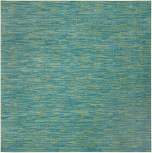 9' X 9' Blue And Green Square Striped Non Skid Indoor Outdoor Area Rug - 606114456032