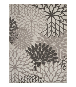 10' X 13' Silver Grey Floral Non Skid Indoor Outdoor Area Rug - 606114454519