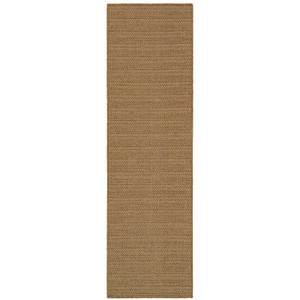 2' X 8' Tan Striped Stain Resistant Indoor Outdoor Area Rug - 606114572053 2' X 8' Tan Striped Stain Resistant Indoor Outdoor Area Rug - 606114572053