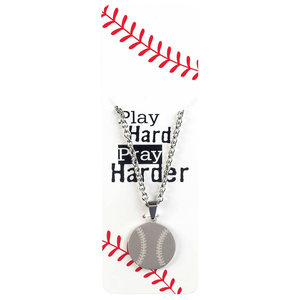 Necklace Baseball Pray Hard Him Ssteel - 603799594691