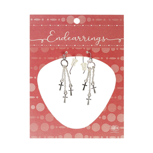 Earring With 1-7/16" Triple Cross Dangle - 603799466660