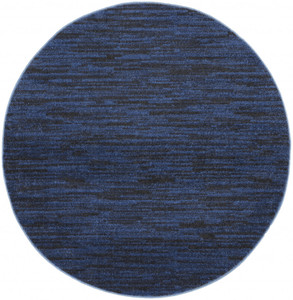 4' X 4' Midnight Blue Round Non Skid Indoor Outdoor Area Rug - 606114458449