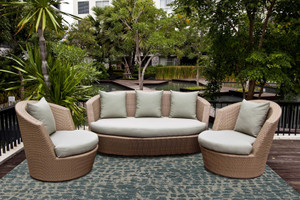 8' Teal Machine Woven UV Treated Animal Print Indoor Outdoor Round Area Rug - 4512822922249