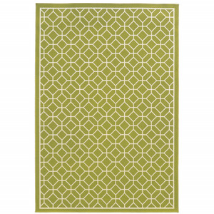 6' X 9' Green Geometric Stain Resistant Indoor Outdoor Area Rug - 606114579830 6' X 9' Green Geometric Stain Resistant Indoor Outdoor Area Rug - 606114579830