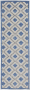 2' X 8' Blue And Grey Gingham Non Skid Indoor Outdoor Runner Rug - 606114455752