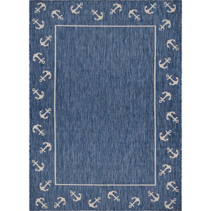 5’ x 7’ Navy Anchor Indoor Outdoor Area Rug - 808230062627