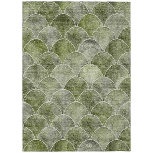 8' X 10' Green Artichoke Green And Gray Abstract Washable Indoor Outdoor Area Rug - 608219130602