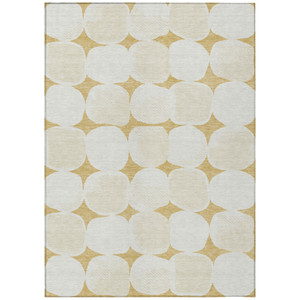 10' X 14' Gold And Beige Abstract Washable Indoor Outdoor Area Rug