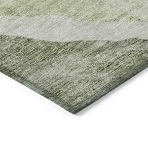 8' X 10' Olive Green And Beige Abstract Washable Indoor Outdoor Area Rug