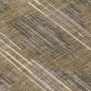 10' X 14' Taupe Gray And Ivory Striped Washable Indoor Outdoor Area Rug