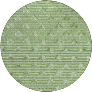 8' Green And Beige Round Geometric Washable Indoor Outdoor Area Rug - 608219269999
