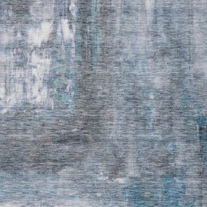 8' X 10' Blue Gray And Ivory Abstract Washable Indoor Outdoor Area Rug