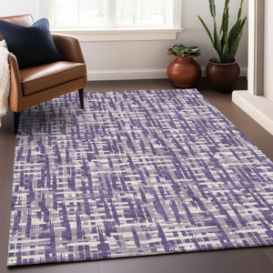 8' X 10' Purple And Lavender Abstract Washable Indoor Outdoor Area Rug - 608219152925