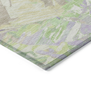 8' X 10' Lavender Mint Green And Beige Abstract Washable Indoor Outdoor Area Rug