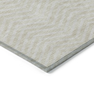 10' X 14' Beige And Gray Chevron Washable Indoor Outdoor Area Rug