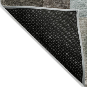 9' X 12' Brown Blue And Green Geometric Washable Indoor Outdoor Area Rug