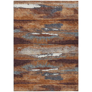 8' X 10' Copper Rust And Ivory Abstract Washable Indoor Outdoor Area Rug