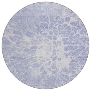 8' Lavender Ivory And Lilac Round Abstract Washable Indoor Outdoor Area Rug