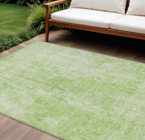 10' X 14' Green And Ivory Abstract Washable Indoor Outdoor Area Rug
