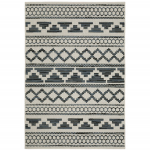 8' X 10' Beige Geometric Stain Resistant Indoor Outdoor Area Rug - 606114580362 8' X 10' Beige Geometric Stain Resistant Indoor Outdoor Area Rug - 606114580362
