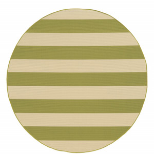 8' Round Green Round Geometric Stain Resistant Indoor Outdoor Area Rug - 606114577430