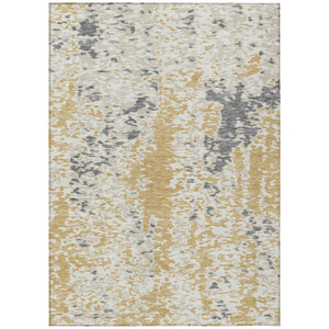 8' X 10' Gold And Ivory Abstract Washable Indoor Outdoor Area Rug Modern Style - Gold, Ivory Color