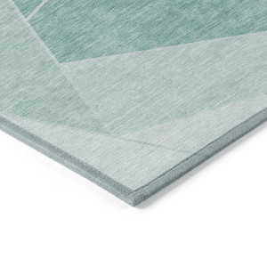 10' X 14' Mint Green And Aqua Geometric Washable Indoor Outdoor Area Rug