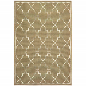 6' X 9' Tan Geometric Stain Resistant Indoor Outdoor Area Rug - 606114574347