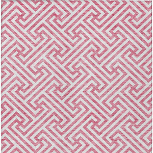 10' X 14' Pink And Ivory Geometric Washable Indoor Outdoor Area Rug - 608219372507