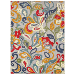 5’ x 7’ Multi Jacobean Floral Indoor Outdoor Area Rug - 606114593195