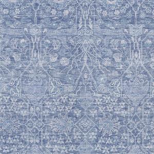 8' X 10' Denim Blue And Ivory Floral Washable Indoor Outdoor Area Rug - 880016439458