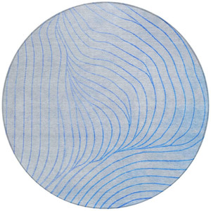 8' Blue And Silver Round Abstract Washable Indoor Outdoor Area Rug - 880016759334