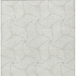 10' X 14' Ivory And Taupe Geometric Washable Indoor Outdoor Area Rug
