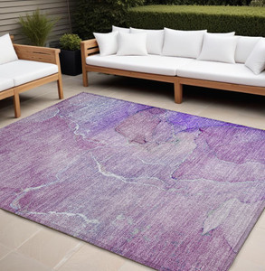 9' X 12' Purple Abstract Washable Non Skid Indoor Outdoor Area Rug - 608219323592
