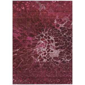 9' X 12' Merlot Blush And Gray Abstract Washable Indoor Outdoor Area Rug
