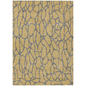 9' X 12' Gold And Gray Geometric Washable Indoor Outdoor Area Rug